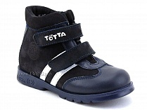 121-2,12,9 Тотто (Totto), ботинки детские утепленные ортопедические профилактические, кожа, нубук, синий, белый. в Туле