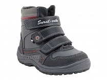 А43-037 Сурсил (Sursil-Ortho), ботинки детские ортопедические с высоким берцем, зимние, натуральный мех, кожа, черный, красный в Туле