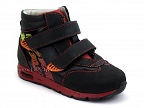 092-11 Бос (Bos), ботинки детские ортопедические профилактические, не утепленные, кожа, нубук, черный, красный в Туле