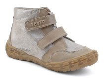 201-191,138 Тотто (Totto), ботинки демисезонние детские профилактические на байке, кожа, серо-бежевый в Туле