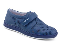 30024-702 Тотто (Totto), туфли школьные ортопедические профилактические, кожа перфорированная, синий в Туле