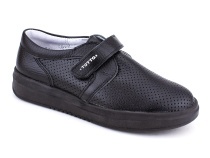 30024-701 Тотто (Totto), туфли школьные ортопедические профилактические перфорированная, кожа, чёрный в Туле