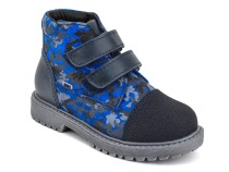 201-721 (26-30) Бос (Bos), ботинки детские утепленные профилактические, байка,  кожа,  синий, милитари в Туле