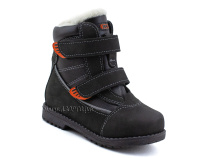 151-13   Бос(Bos), ботинки детские зимние профилактические, натуральная шерсть, кожа, нубук, черный, оранжевый в Туле