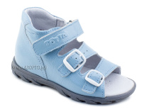 0313-9-603 Тотто (Totto), сандалии детские открытые ортопедические профилактические, кожа, голубой в Туле