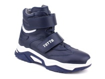 3542-142,99 Тотто (Totto), ботинки детские утепленные ортопедические профилактические, кожа, байка, синий, белый 