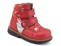 2031-13 Миниколор (Minicolor), ботинки детские ортопедические профилактические утеплённые, кожа, байка, красный в Туле