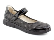 0026-178-043 (37-40) Джойшуз (Djoyshoes), туфли подростковые ортопедические профилактические, кожа перфорированная, черный  в Туле